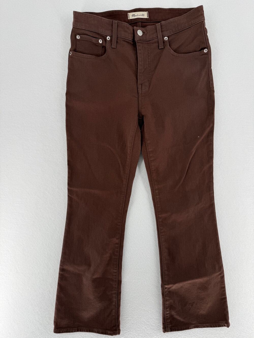 Madewell Mid Rise Kick Out Jeans Women 28 Brown Kick Flare Stretch Denim Bootcut